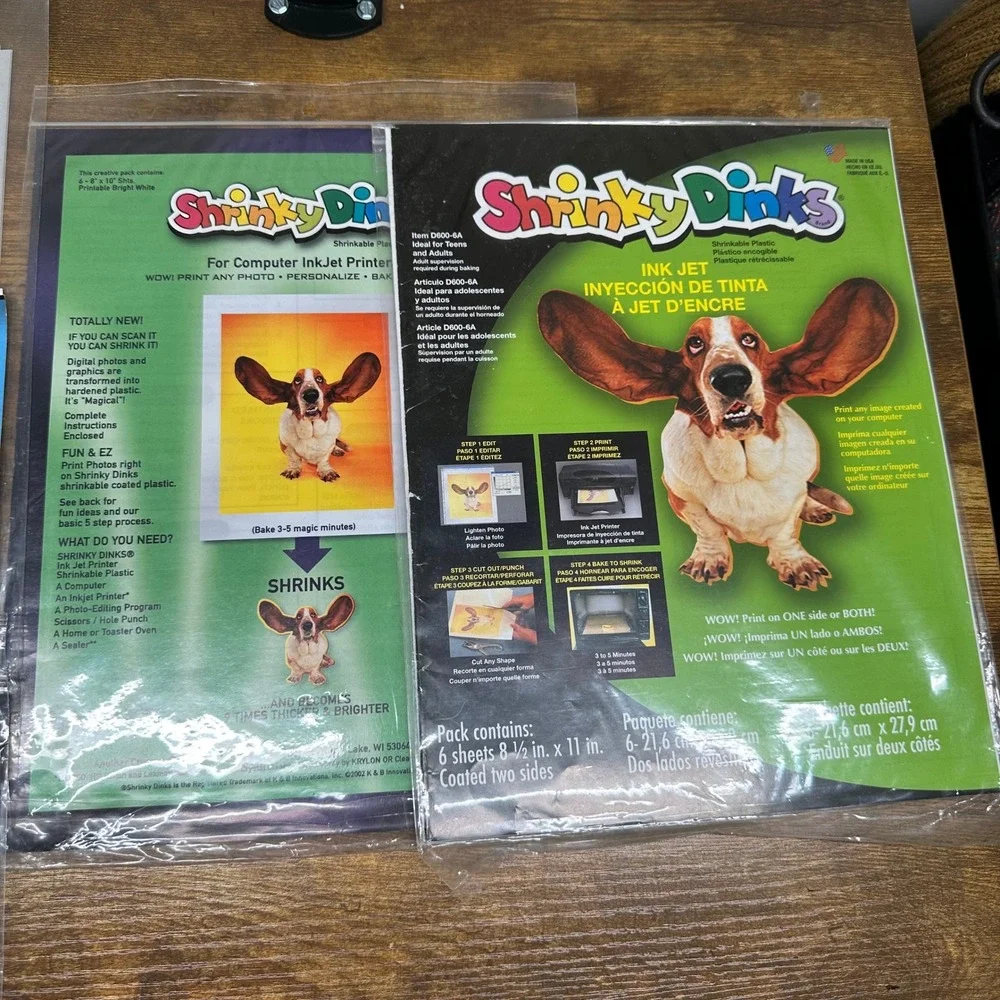Shrinky Dinks Variety Pack‎ Ink Jet Crystal Clear Bright White Frosted 5 Sets